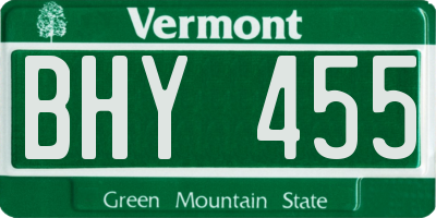 VT license plate BHY455