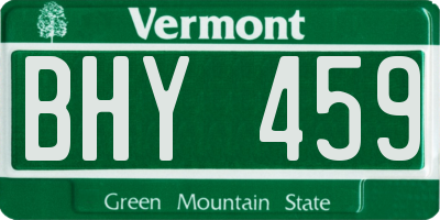 VT license plate BHY459