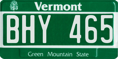 VT license plate BHY465