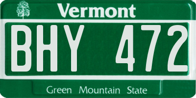 VT license plate BHY472