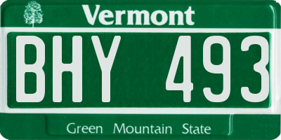 VT license plate BHY493