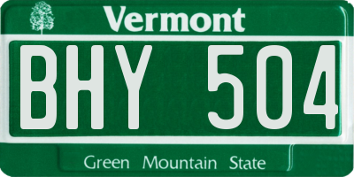 VT license plate BHY504
