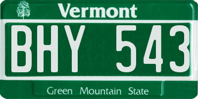 VT license plate BHY543