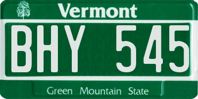 VT license plate BHY545