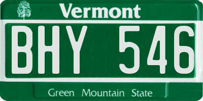 VT license plate BHY546