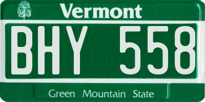 VT license plate BHY558