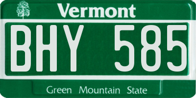 VT license plate BHY585