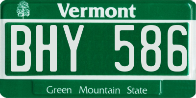 VT license plate BHY586