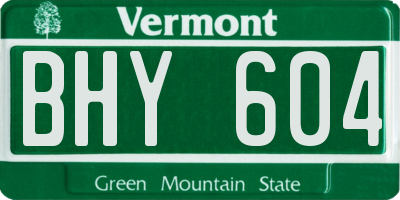 VT license plate BHY604