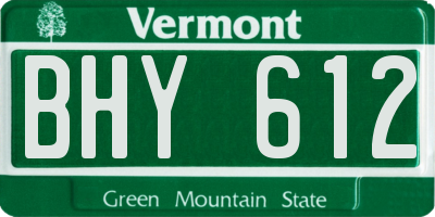 VT license plate BHY612