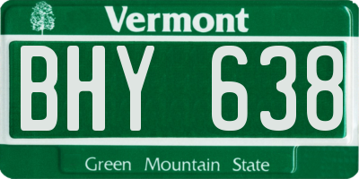 VT license plate BHY638