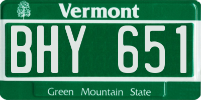 VT license plate BHY651