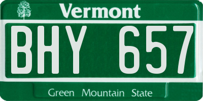 VT license plate BHY657
