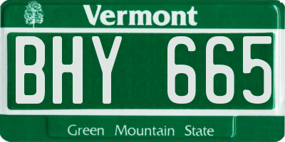 VT license plate BHY665