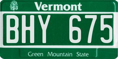 VT license plate BHY675