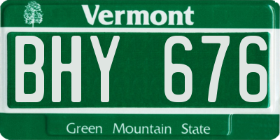 VT license plate BHY676