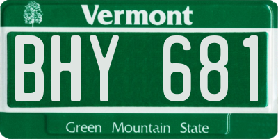 VT license plate BHY681