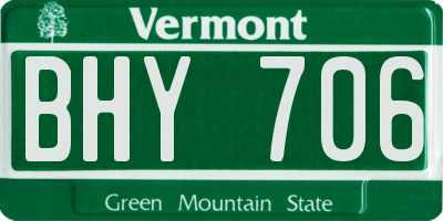 VT license plate BHY706