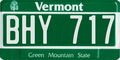 VT license plate BHY717