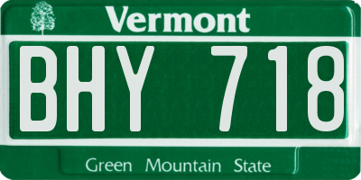 VT license plate BHY718