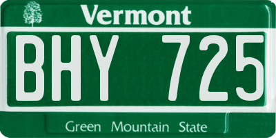 VT license plate BHY725