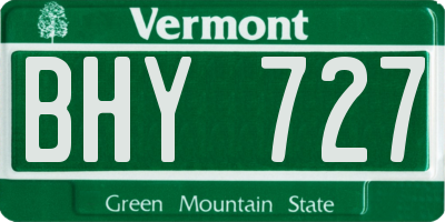 VT license plate BHY727