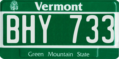 VT license plate BHY733