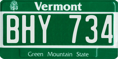 VT license plate BHY734