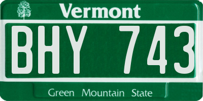 VT license plate BHY743