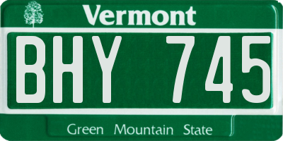 VT license plate BHY745