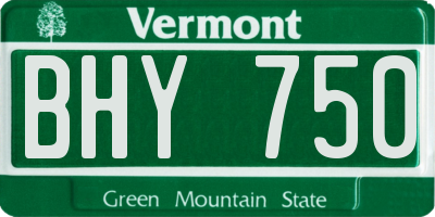 VT license plate BHY750
