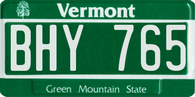 VT license plate BHY765