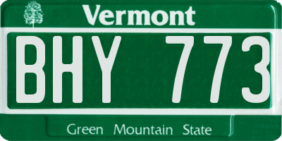 VT license plate BHY773