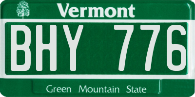 VT license plate BHY776