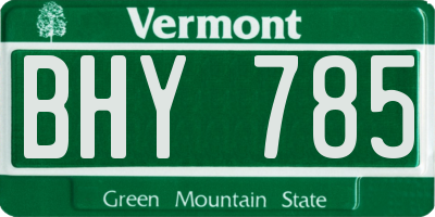 VT license plate BHY785