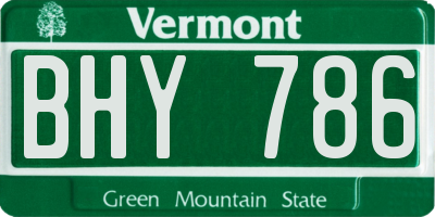 VT license plate BHY786