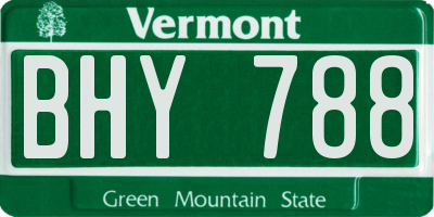 VT license plate BHY788