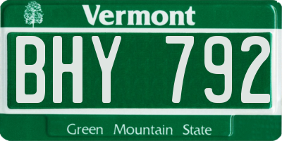 VT license plate BHY792