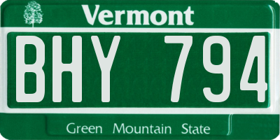 VT license plate BHY794