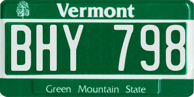 VT license plate BHY798
