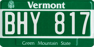 VT license plate BHY817