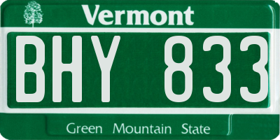 VT license plate BHY833