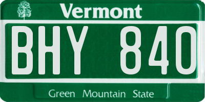 VT license plate BHY840