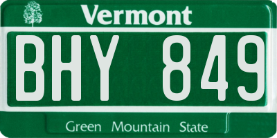 VT license plate BHY849