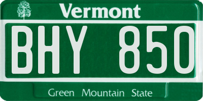 VT license plate BHY850
