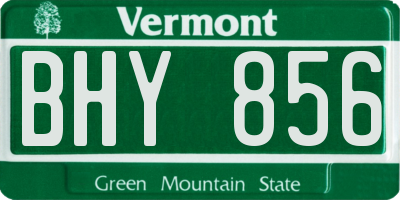 VT license plate BHY856