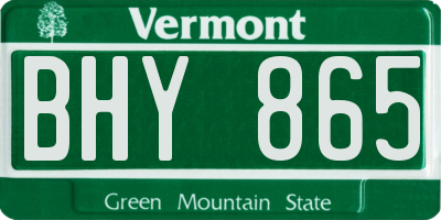 VT license plate BHY865