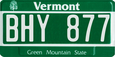 VT license plate BHY877