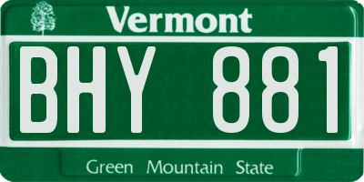 VT license plate BHY881