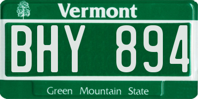 VT license plate BHY894